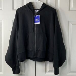 JoyLab Women’s Cropped Black Zip Up Hoodie Sweatshirt Size S
